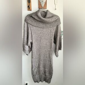 Cozy Gray Turtleneck Sweater Dress